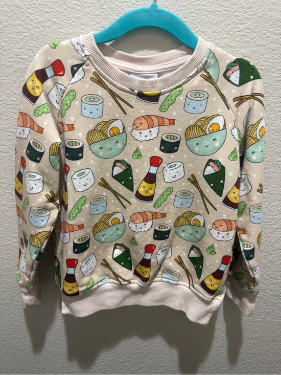 Bums and Roses Other - Kids Beige Sushi & Noodle Print Sweatshirt